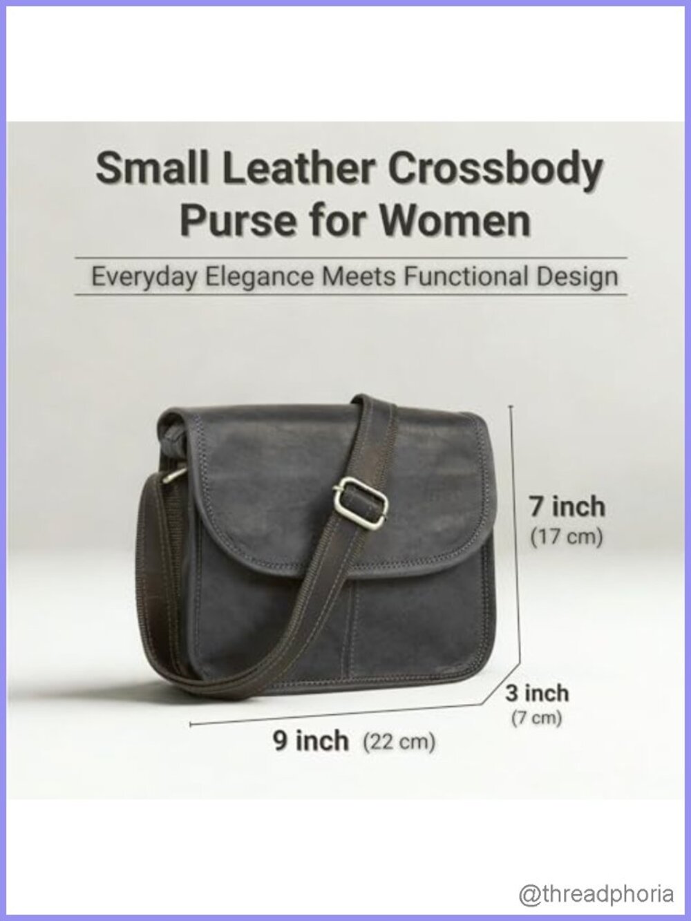 Genuine Leather Small Crossbody Purse for Women Boho Saddle Bag Adjustable Strap - Picture 4 of 6